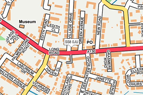 SS8 0JU map - OS OpenMap – Local (Ordnance Survey)