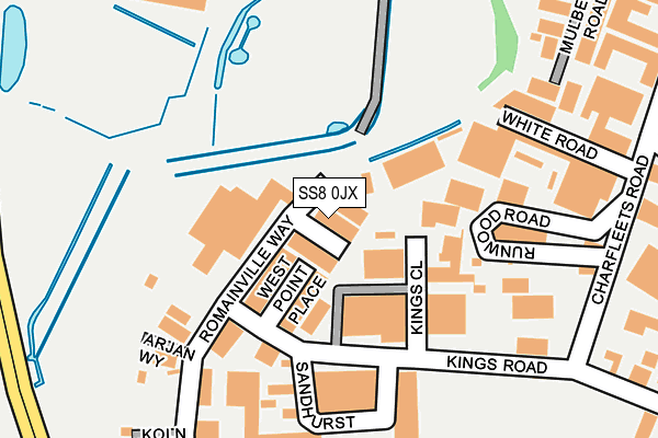 SS8 0JX map - OS OpenMap – Local (Ordnance Survey)