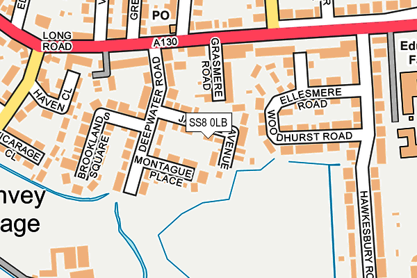 SS8 0LB map - OS OpenMap – Local (Ordnance Survey)