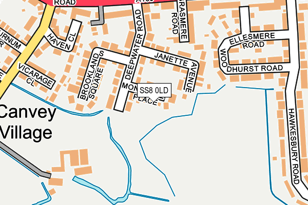 SS8 0LD map - OS OpenMap – Local (Ordnance Survey)