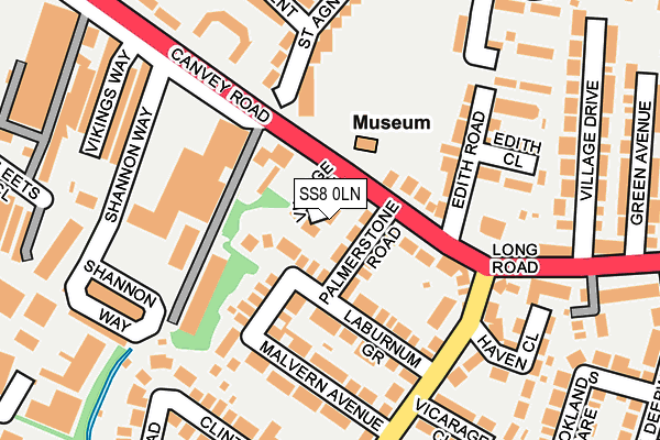 SS8 0LN map - OS OpenMap – Local (Ordnance Survey)