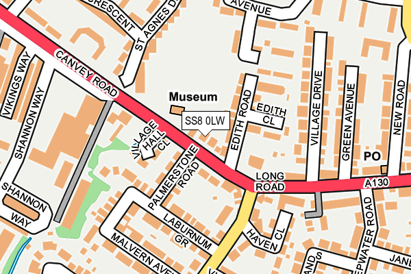 SS8 0LW map - OS OpenMap – Local (Ordnance Survey)