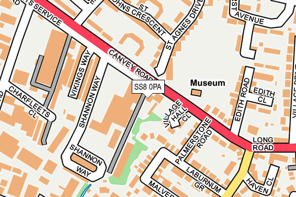 SS8 0PA map - OS OpenMap – Local (Ordnance Survey)