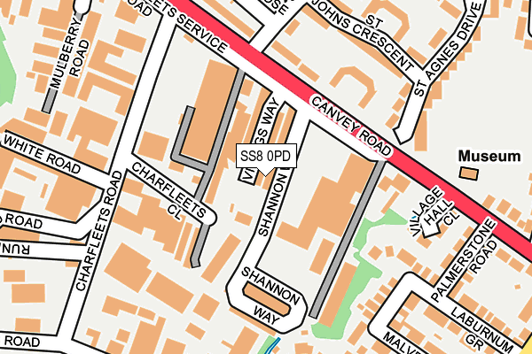 SS8 0PD map - OS OpenMap – Local (Ordnance Survey)