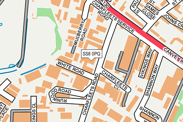 SS8 0PQ map - OS OpenMap – Local (Ordnance Survey)