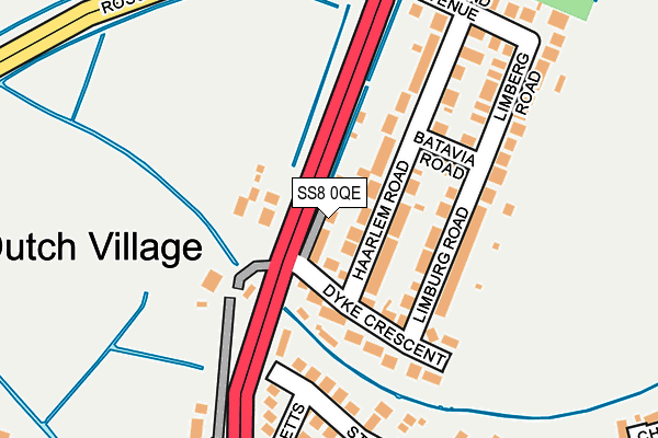 SS8 0QE map - OS OpenMap – Local (Ordnance Survey)
