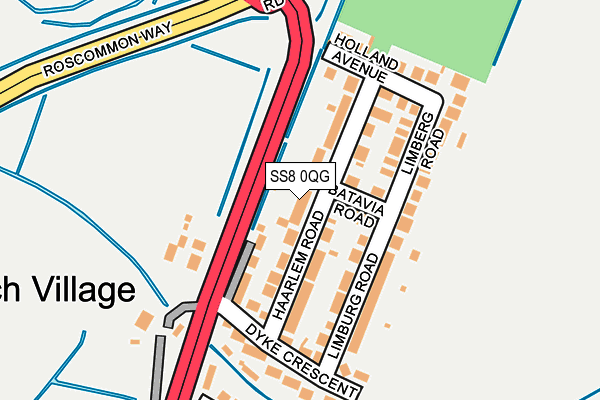SS8 0QG map - OS OpenMap – Local (Ordnance Survey)