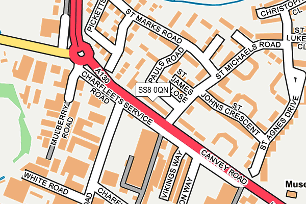 SS8 0QN map - OS OpenMap – Local (Ordnance Survey)
