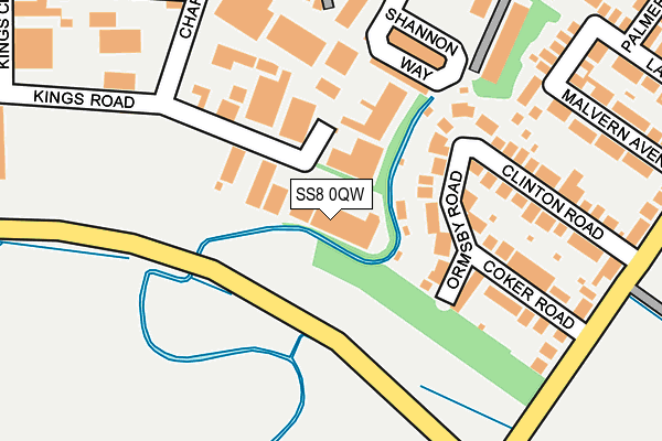 SS8 0QW map - OS OpenMap – Local (Ordnance Survey)