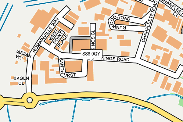 SS8 0QY map - OS OpenMap – Local (Ordnance Survey)