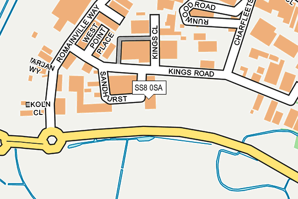 SS8 0SA map - OS OpenMap – Local (Ordnance Survey)