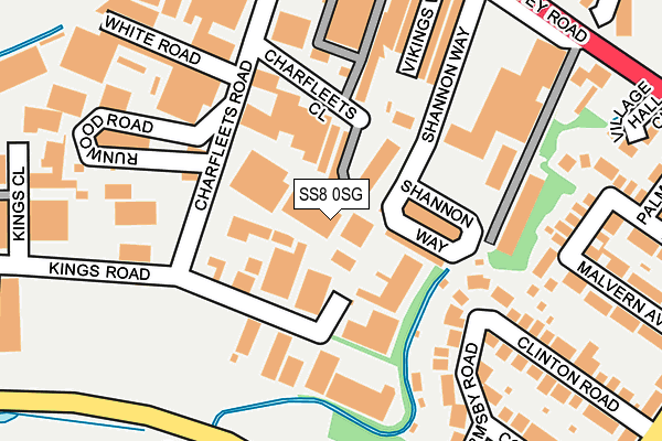 SS8 0SG map - OS OpenMap – Local (Ordnance Survey)