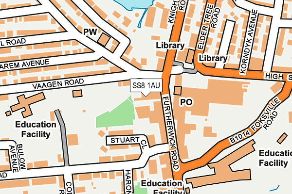 SS8 1AU map - OS OpenMap – Local (Ordnance Survey)