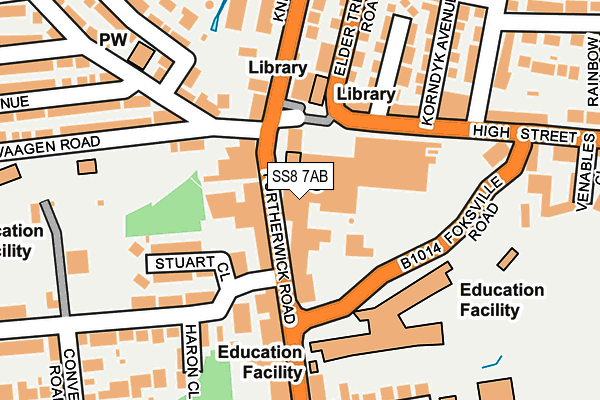 SS8 7AB map - OS OpenMap – Local (Ordnance Survey)