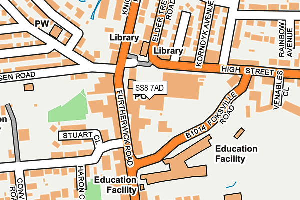 SS8 7AD map - OS OpenMap – Local (Ordnance Survey)