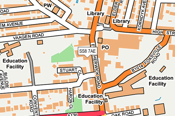 SS8 7AE map - OS OpenMap – Local (Ordnance Survey)