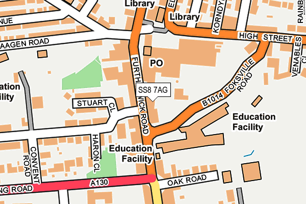 SS8 7AG map - OS OpenMap – Local (Ordnance Survey)