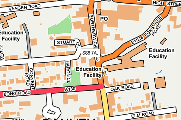 SS8 7AJ map - OS OpenMap – Local (Ordnance Survey)