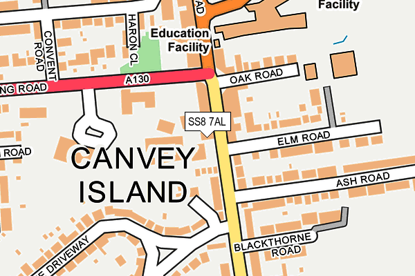 SS8 7AL map - OS OpenMap – Local (Ordnance Survey)