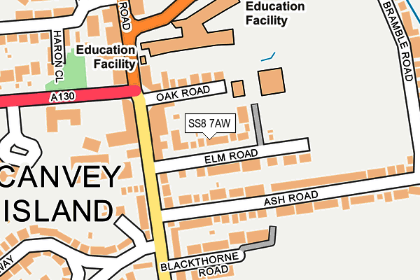 SS8 7AW map - OS OpenMap – Local (Ordnance Survey)