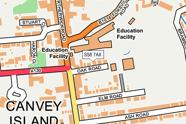 SS8 7AX map - OS OpenMap – Local (Ordnance Survey)