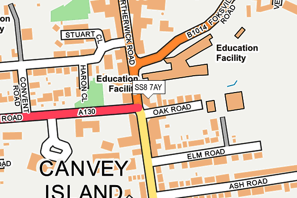 SS8 7AY map - OS OpenMap – Local (Ordnance Survey)