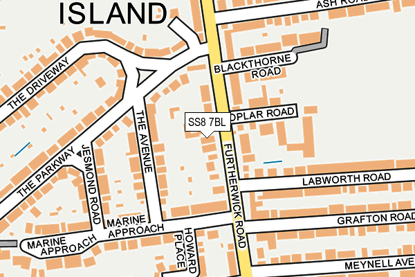 SS8 7BL map - OS OpenMap – Local (Ordnance Survey)