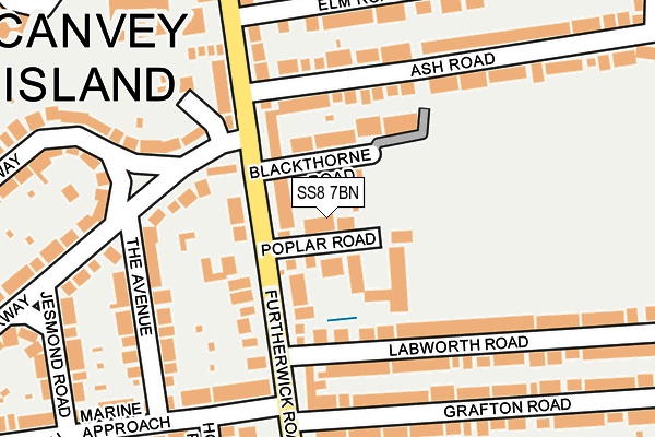 SS8 7BN map - OS OpenMap – Local (Ordnance Survey)