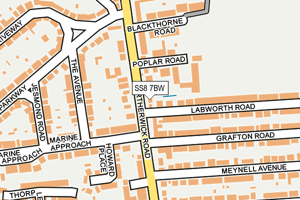 SS8 7BW map - OS OpenMap – Local (Ordnance Survey)