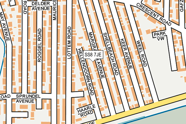 SS8 7JE map - OS OpenMap – Local (Ordnance Survey)
