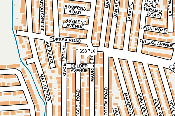 SS8 7JX map - OS OpenMap – Local (Ordnance Survey)