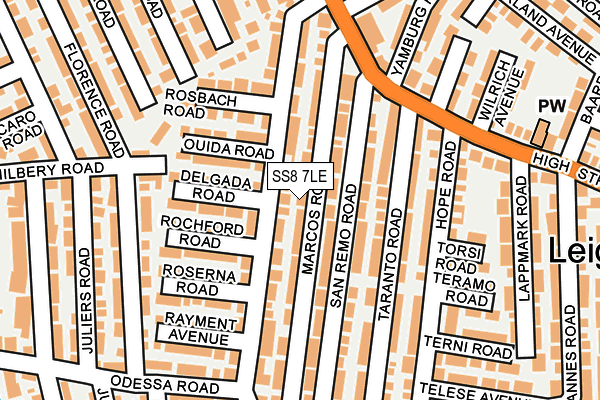 SS8 7LE map - OS OpenMap – Local (Ordnance Survey)