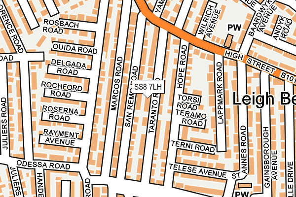 SS8 7LH map - OS OpenMap – Local (Ordnance Survey)