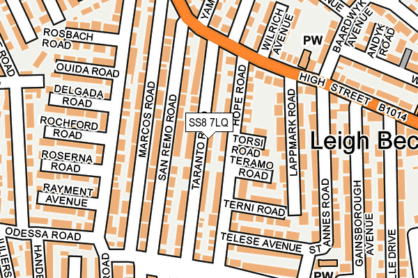 SS8 7LQ map - OS OpenMap – Local (Ordnance Survey)