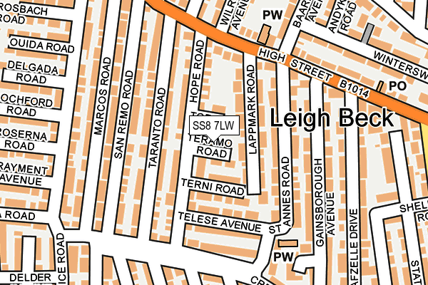 SS8 7LW map - OS OpenMap – Local (Ordnance Survey)