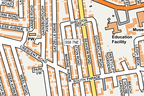 SS8 7NE map - OS OpenMap – Local (Ordnance Survey)
