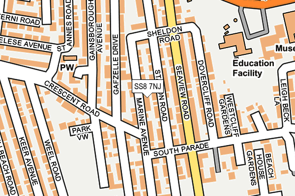 SS8 7NJ map - OS OpenMap – Local (Ordnance Survey)