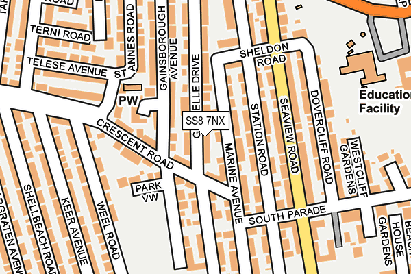 SS8 7NX map - OS OpenMap – Local (Ordnance Survey)