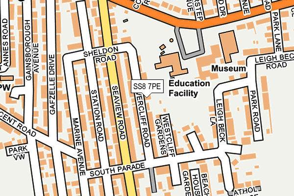 SS8 7PE map - OS OpenMap – Local (Ordnance Survey)