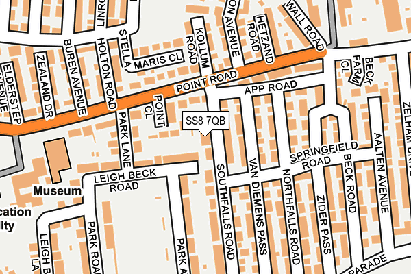 SS8 7QB map - OS OpenMap – Local (Ordnance Survey)