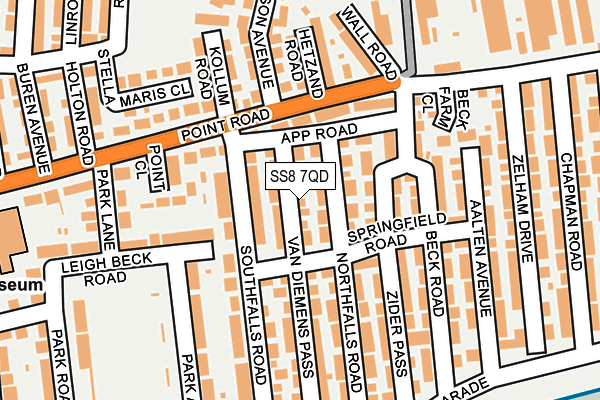 SS8 7QD map - OS OpenMap – Local (Ordnance Survey)