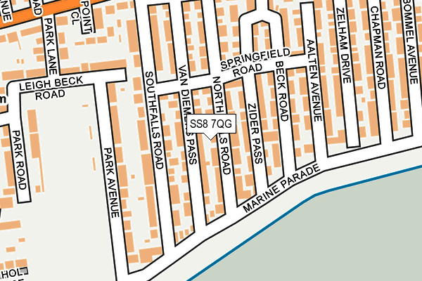 SS8 7QG map - OS OpenMap – Local (Ordnance Survey)