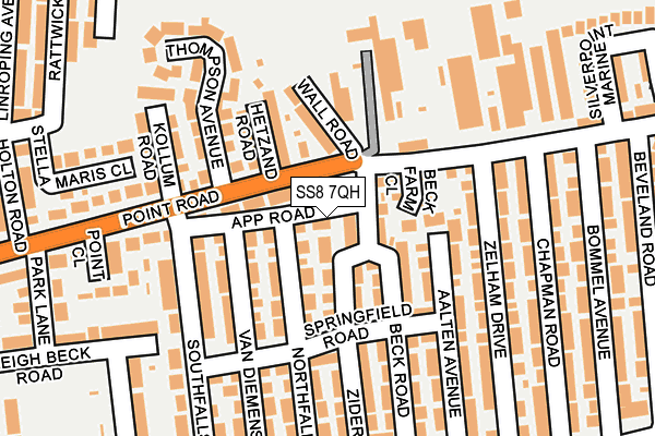 SS8 7QH map - OS OpenMap – Local (Ordnance Survey)