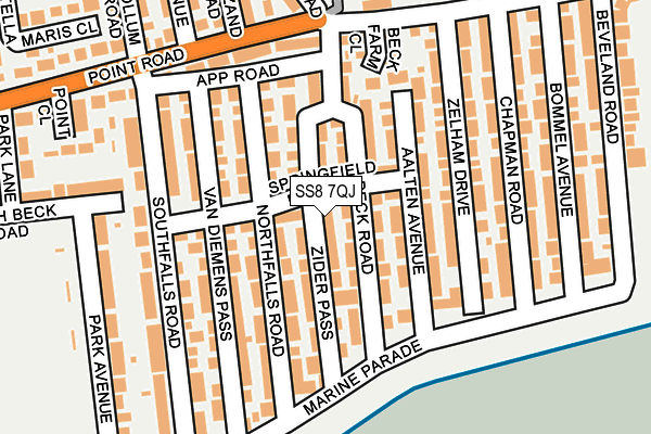 SS8 7QJ map - OS OpenMap – Local (Ordnance Survey)