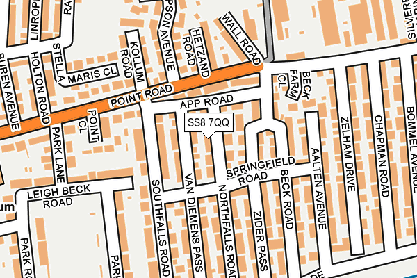 SS8 7QQ map - OS OpenMap – Local (Ordnance Survey)