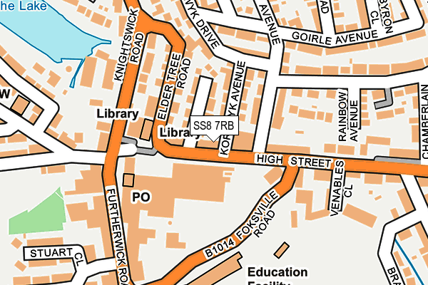 SS8 7RB map - OS OpenMap – Local (Ordnance Survey)