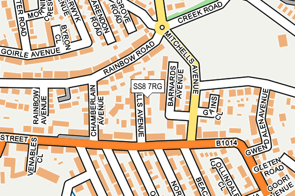 SS8 7RG map - OS OpenMap – Local (Ordnance Survey)