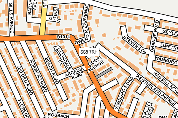 SS8 7RH map - OS OpenMap – Local (Ordnance Survey)