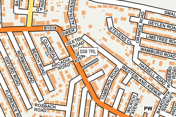 SS8 7RL map - OS OpenMap – Local (Ordnance Survey)