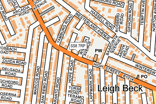 SS8 7RP map - OS OpenMap – Local (Ordnance Survey)